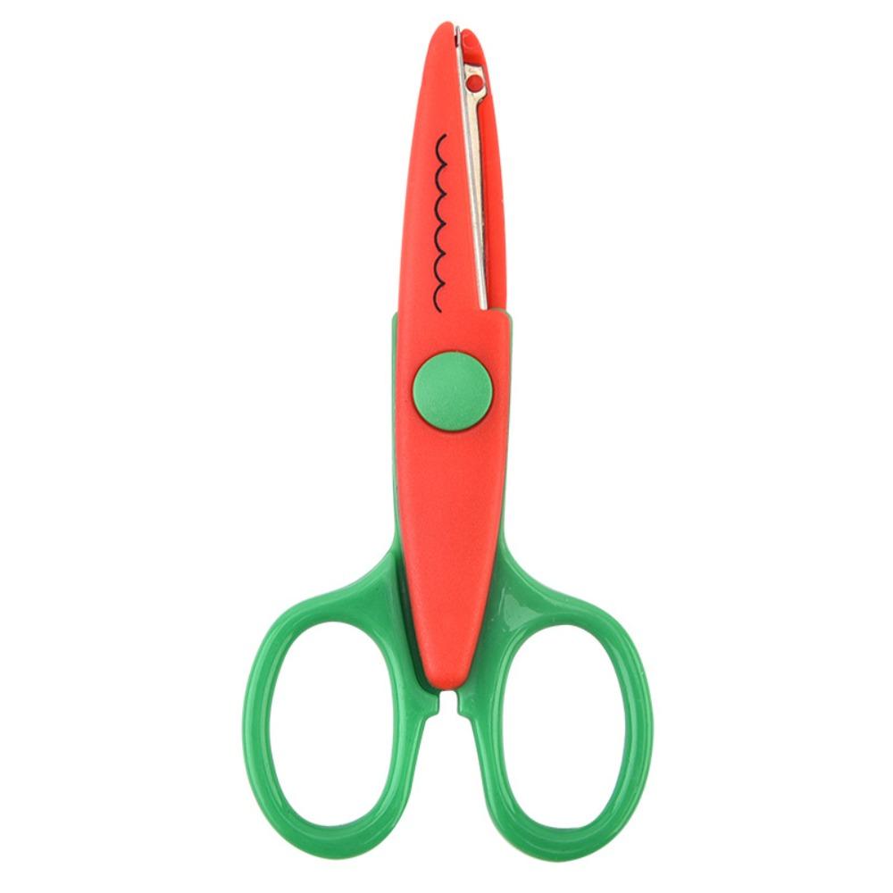 1/6PCS DIY Color Lace Scissors Comfortable Hand Wavy Pattern Art Safety Scissors Small Round Head Stationery Paper Cutter