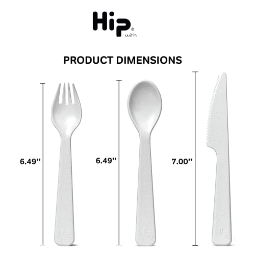 Hip with Purpose Cutlery Set with Case I Portable, Reusable and Durable Utensil Set for Lunchbox | Made from Ocean Bound Plastic | Includes Knife, For