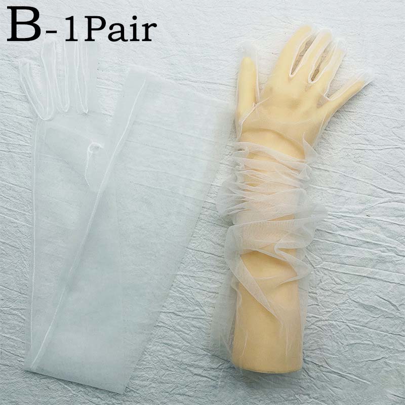 

1 пара элегантных солнцезащитных перчаток, летние тонкие модные женские перчатки, длинные, из марли, полиэстер