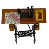 Vintage Miniature Sewing Machine with Cloth for 1/12 Scale Dollhouse Decoration.
