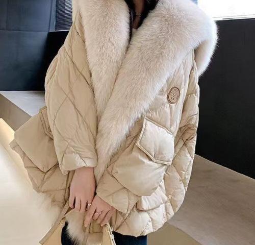 

Тоскана зима новая имитация лисьего меха воротник пуховая хлопковая одежда имитация меха куртка теплая длинная XL бежевый
