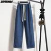 DIMANAF 2022 pantalones vaqueros de verano, pantalones largos para mujer, pantalones básicos elásticos, pantalones vaqueros sueltos informales, pantalones de pierna azul ancho, pantalones casuales, pantalones de talla grande