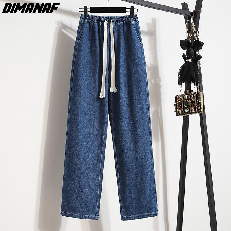 DIMANAF 2022 pantalones vaqueros de verano, pantalones largos para mujer, pantalones básicos elásticos, pantalones vaqueros sueltos informales, pantalones de pierna azul ancho, pantalones casuales, pantalones de talla grande