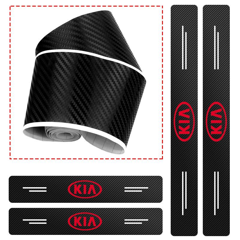 Fashion Car Door Sill Scuff Plate Decor Carbon Fiber Stickers For Kia Cerato