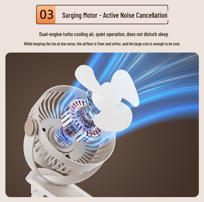 Multifunctional Wall-Mounted Clip Fan with Night Light - Ideal for Dorms & Offices