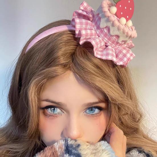 Soft Fabric Velvet Headband Birthday Series Cake Decor Bright Color Hair Hoop Hand-Crafted Hair Accessory