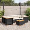 VidaXL Garden Lounge Set 7 Pcs with Cushions Black Wicker 3261743