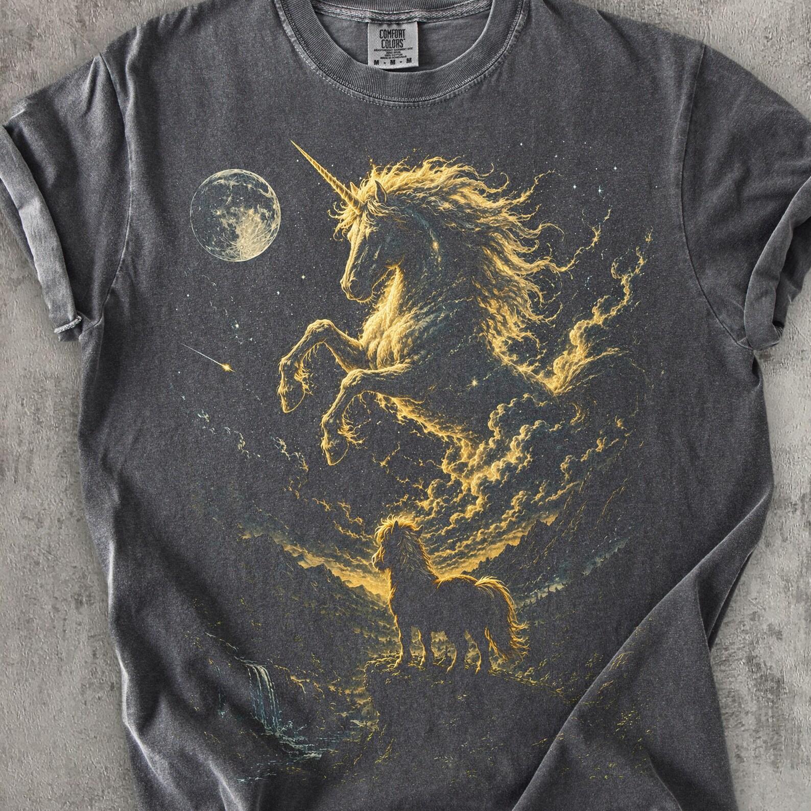 Unicorn Moon Shirt, Fantasy Horse Tee, Mystical Unicorn Gift, Celestial Night Sky Shirt, Magical Creature Graphic Tee, Comfort Colors S