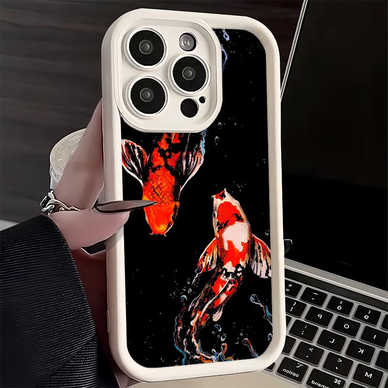Phone Case for iPhone 17 Air 16E 15 16 Pro Max Golden Carp Lucky Koi Cover 14 Plus 13 12 Mini Soft Shell Silicone Fundas