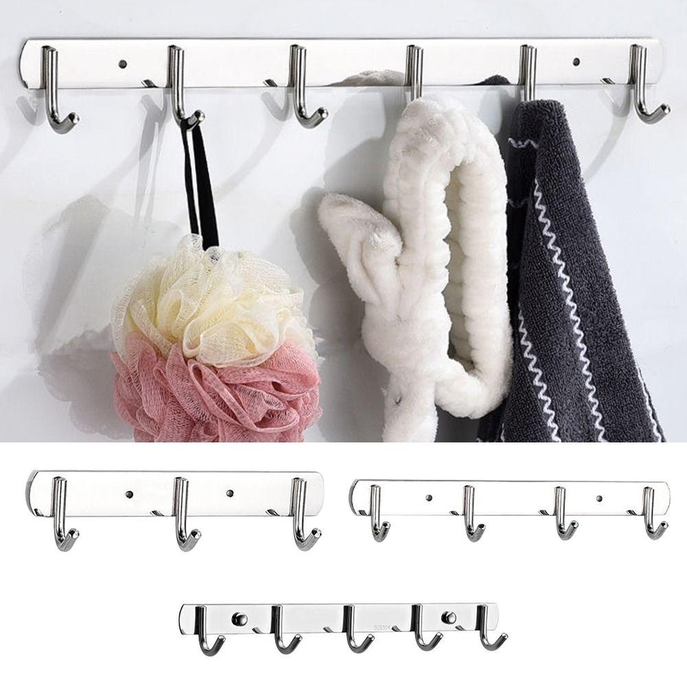 

Stainless Steel 3/4/5 Hooks Kitchen Hook Wall Hanger Clothes Hook Hooks Rack Bathroom Accessories