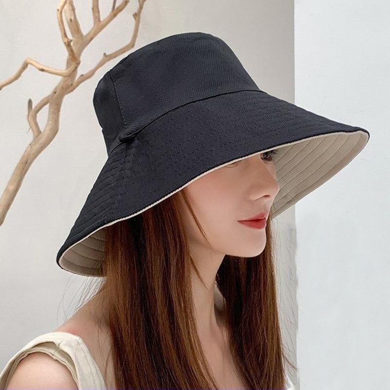 Ladies Holiday Reversible Wide Brim Bucket Sun Hat Foldable Summer Fisherman Cap