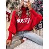 Autumn Winter High Collar Letter Patchwork Sweater Women Loose Casual Christmas Bottomed Knitting Pullover Top