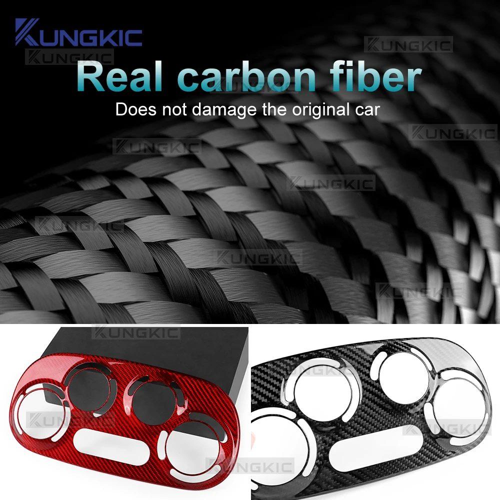 Real Dry Carbon Fiber Sticker For Abarth 595 2012-2024 Fiat 500 2008-2024 LHD RHD Car Manual Climate Central AC Knob Control