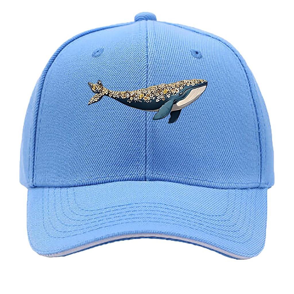 Casual Outdoor Baseball Cap for Unisex with a Fun Floral Whale Print Adjustable And Sporty Sandwich Baseball Cap