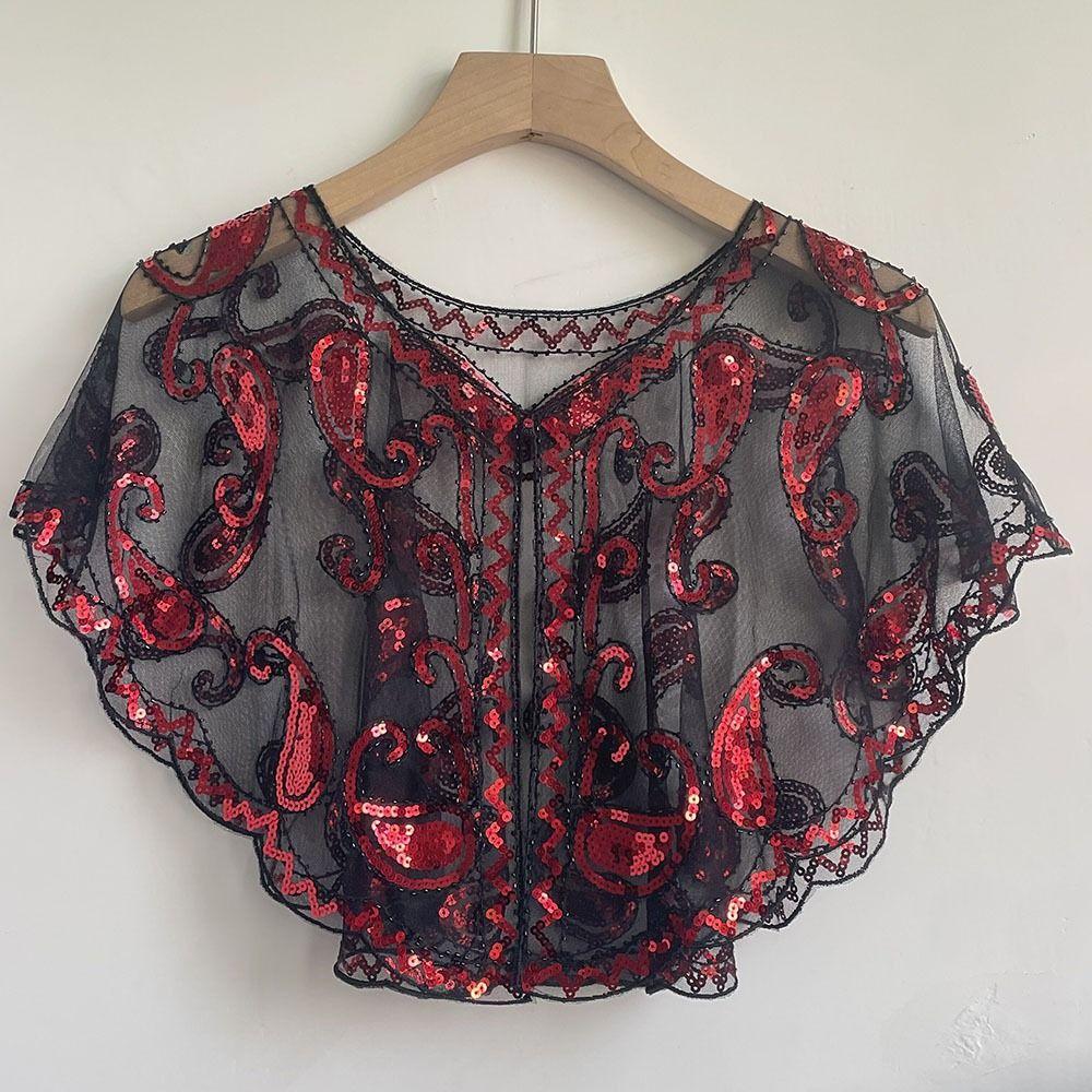 Vintage Style Sequins Tassel Shawls Embroidery Flapper Shawl  Garment Accessories