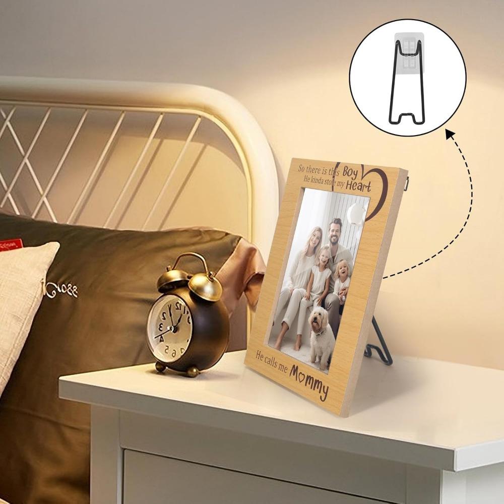 1pc Frame Stand - Self-adhesive Adjustable Black Bohemian-style Durable Metal Display Stand,Photos,Home Decoration,and Art