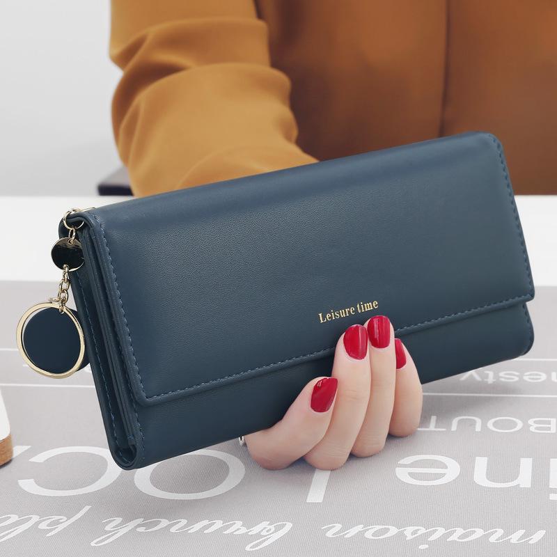 Fashion Women Wallet Leather Clutch Brand Letter Long 3-Fold Wallet Money Clip Purse Female Card Holder