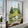 Tenda da Doccia in Poliestere - Scena di Campagna con Vegetazione e Ruscello, 70,8X70,8", 12 Ganci, Lavabile e Durevole