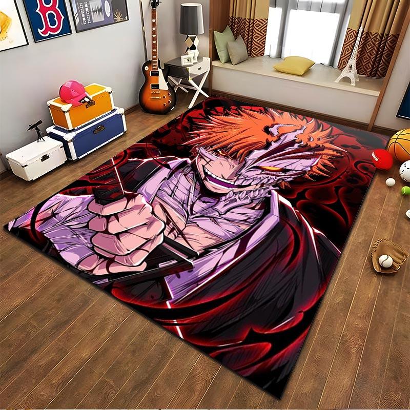 Anime-Inspired Carpet with Fiery Character Design Red Art Style Suitable for use as an anti-slip for living room bedroom sofas
