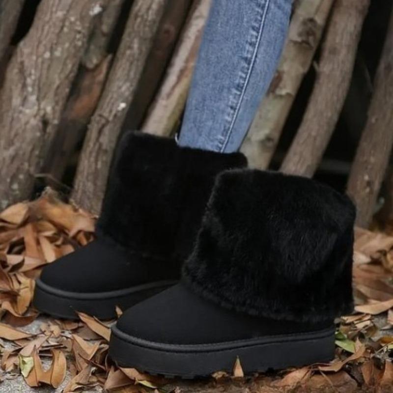 New Women's Shoes for Autumn and Winter, Thick-soled Round-toe Trouser Boots, Casual Snow Boots