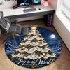 Cute Christmas Day Gift Bell Santa Claus Snowman Christmas Tree round rug Home Soft Decorative Anti slip Chair Mat Carpet Outdoor Floor Mat Carpet 52