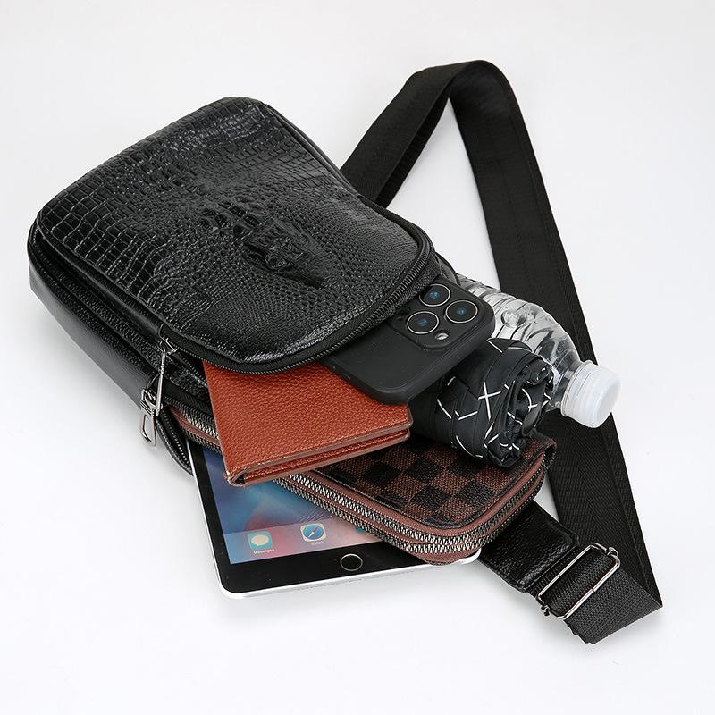 Men's Trendy Minimalist PU Leather Crossbody Bag – Large Capacity, Multi-layer, Casual Outdoor Sports Style