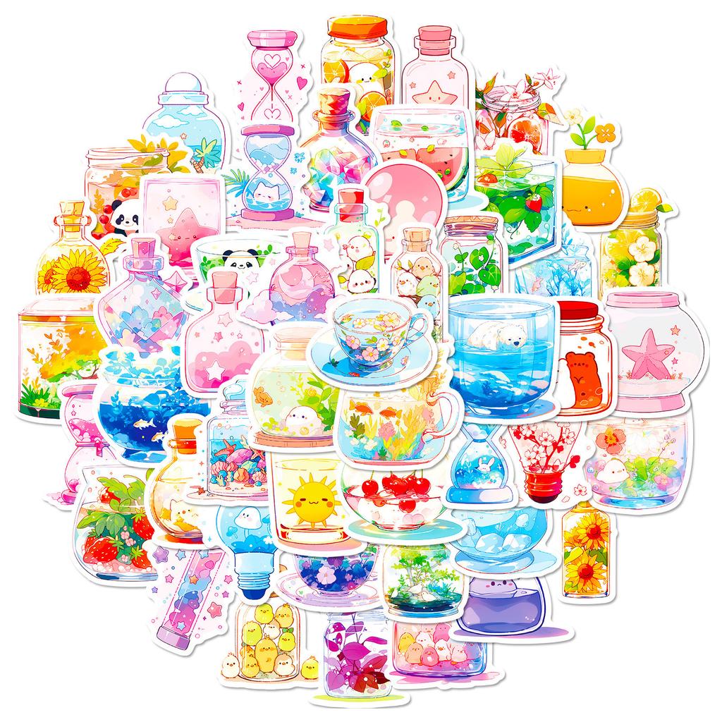 50 Colorful Utensils Graffiti Stickers World Stickers In Glass Cups Personalized Suitcase DIY Waterproof
