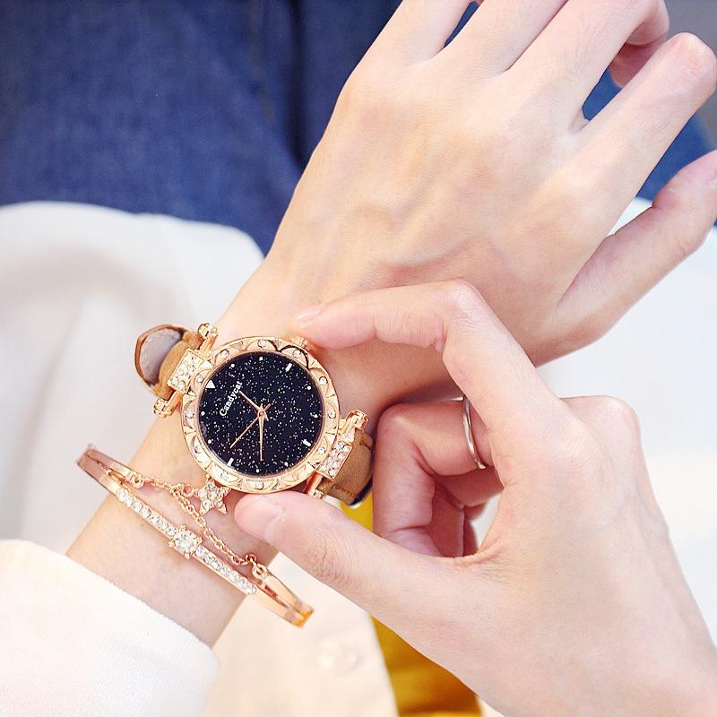 Starry Sky Watch Women's Fashion Trend Simple Casual Women's Watch Student Two-piece Gift Watch
