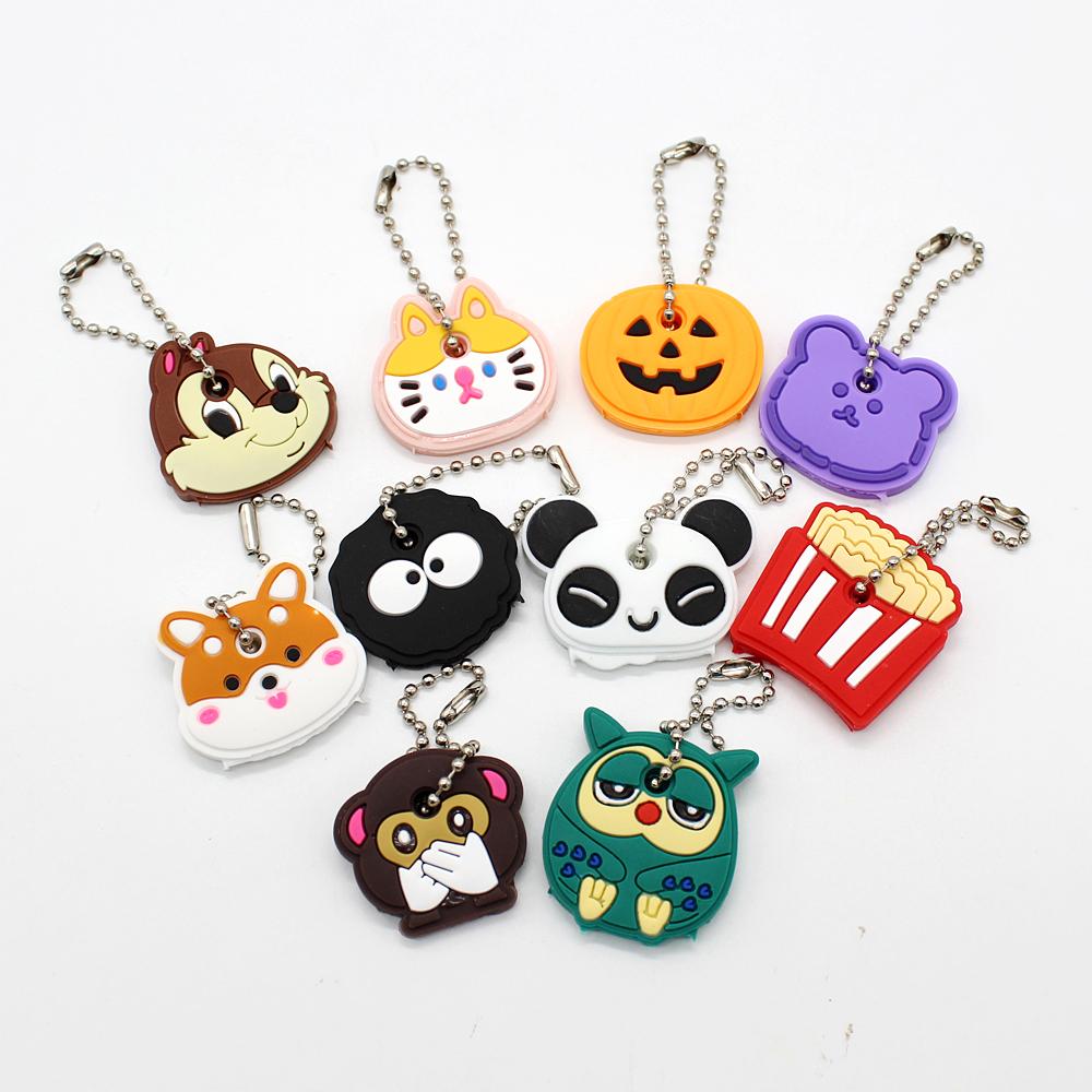 

New Cartoon Soft Silicone Protective Key Case Cover for Key Control Dust Cover Holder Women Cute Small Key Chain Pendant Keyring