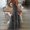 GMXIA Women's Boho Halter Long High Waist V-Neck Printed Floral Dresses