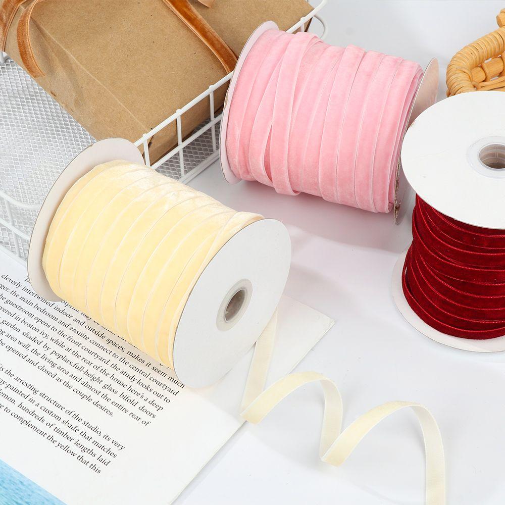 50yards 10mm Crafts Home Bouquet Decor Velvet Ribbon Wrapping Band Packaging Strap Flocking Silk