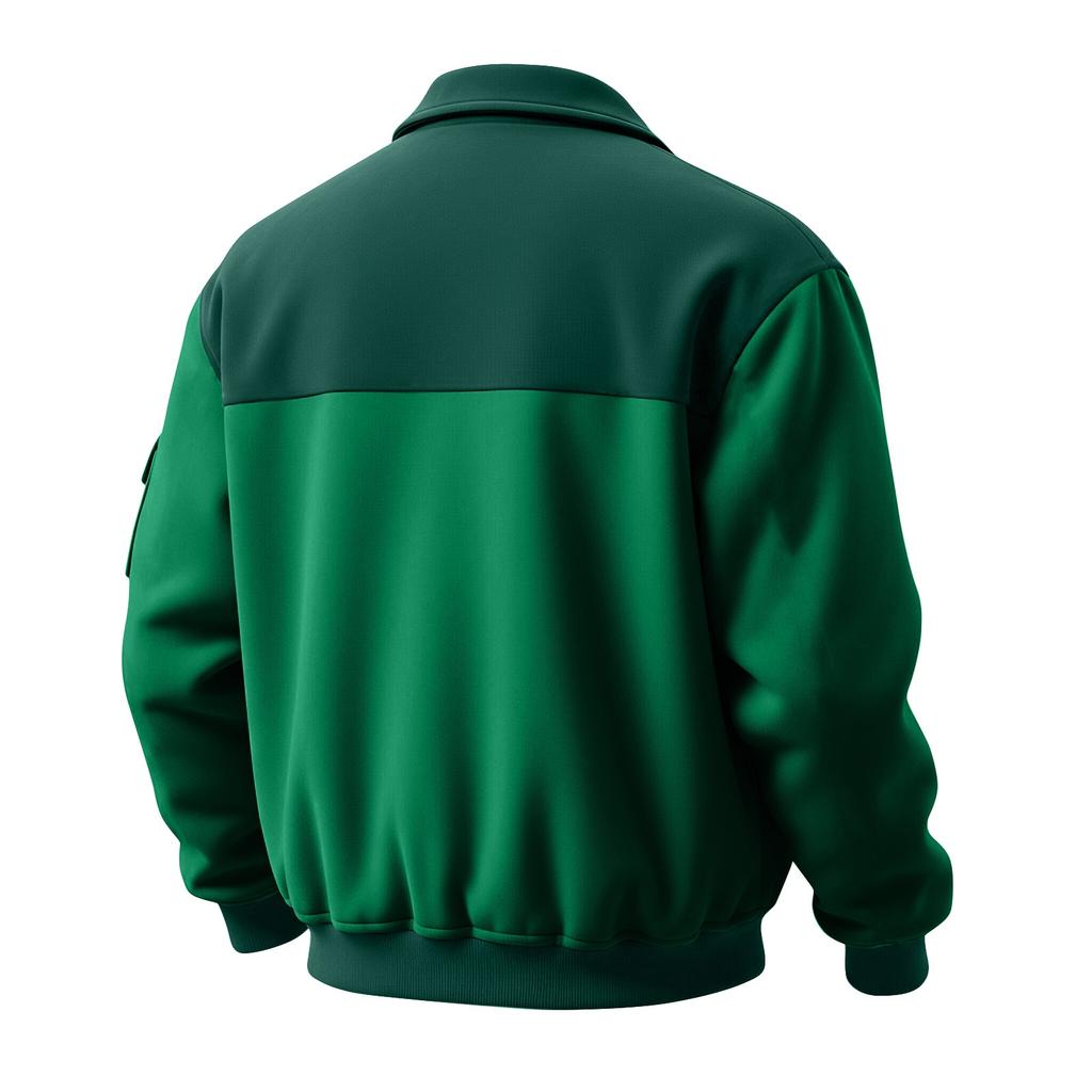 Men's Solid Color Pocket Zipper Jacket Men's Sports Large Size Casual Jacket