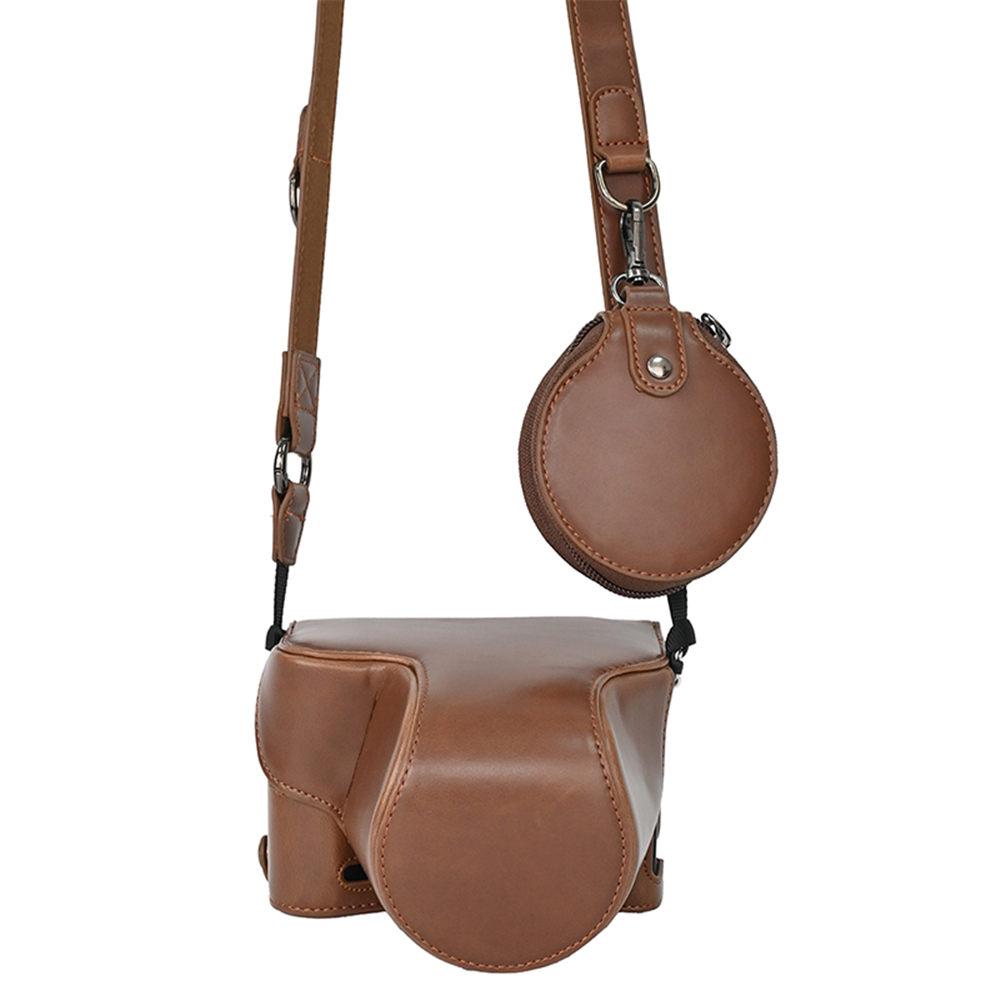 Luxury Version PU Leather Camera Bag Case For Sony A7CII A7C2 Battery Opening Full Body Cover With Strap Storage Bag