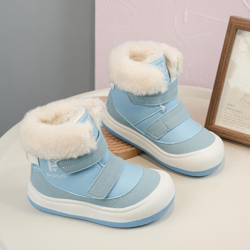 2025 Winter Children s Velvet-Lined Snow Boots with Magic Velcro - Thick, Comfy, Cotton Boots 32