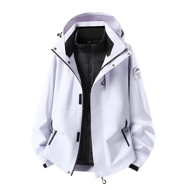 Men Women 3-in-1 Waterproof Windproof Hiking Jacket With Removable Down Liner Outdoor Trekking Camping Winter