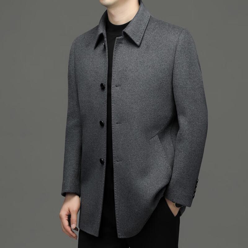 Men's Lapel Wool Blend Mid-length Business Casual Coat