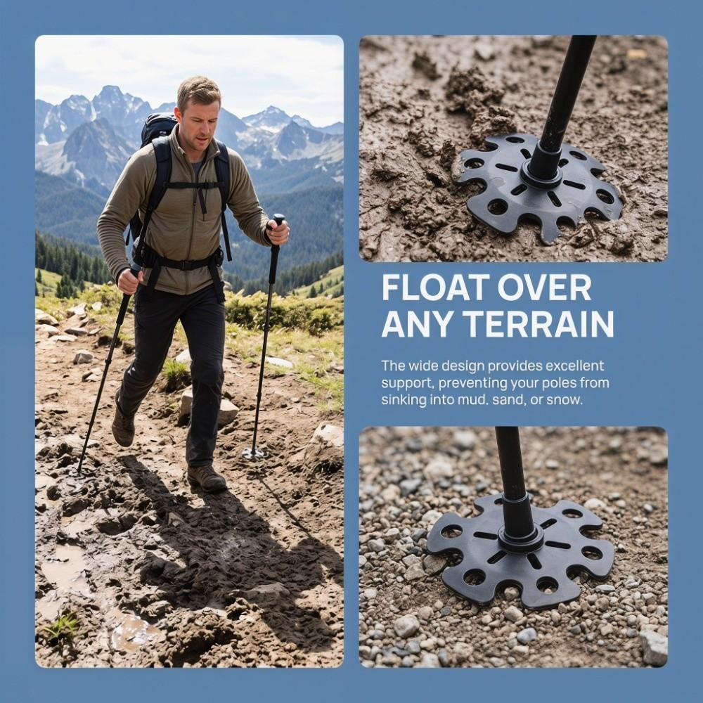 8Pcs Rubber Trekking Pole Replacement Accessory Black Walking Hiking Stick Accessory Hiking