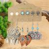 Ethnic Style Zinc Alloy Earrings With Turquoise Inlay Owl Shells Leaf Tassel Decoration Women Pendant Ear Gewelry Versatile