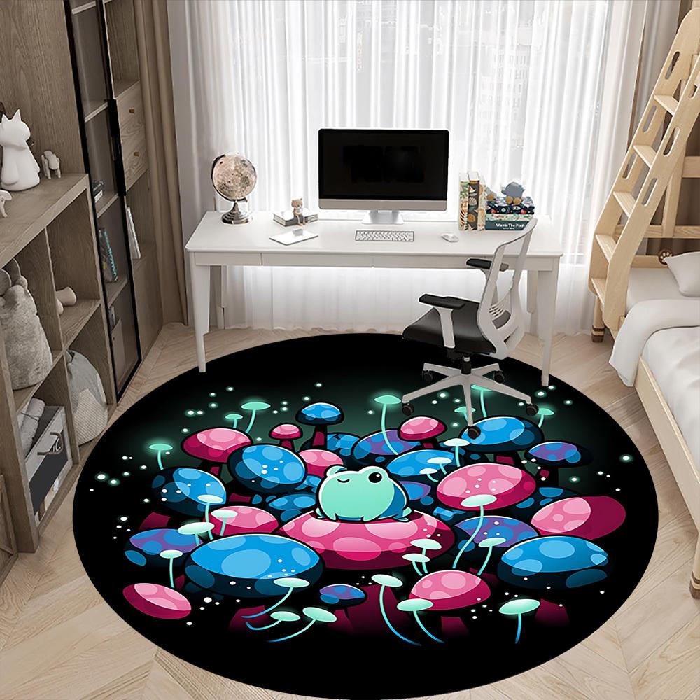 1pc Mushroom Fantasy Office Round Area Rug, Under Office Chairs Bedroom Living Room Home Decor, Room Deco, Available in Various Sizes