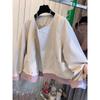 Round Neck Design Niche Pink Loose Casual Jacket for Women Autumn New Korean Retro Double-breasted