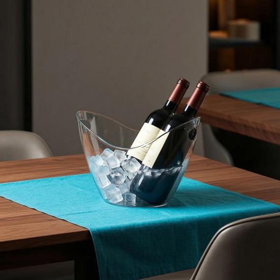 Ice Bucket for Beer Transparent Plastic Wine Cooler with Handle 4L/8L Capacity Heavy Duty Champagne Tub for Part