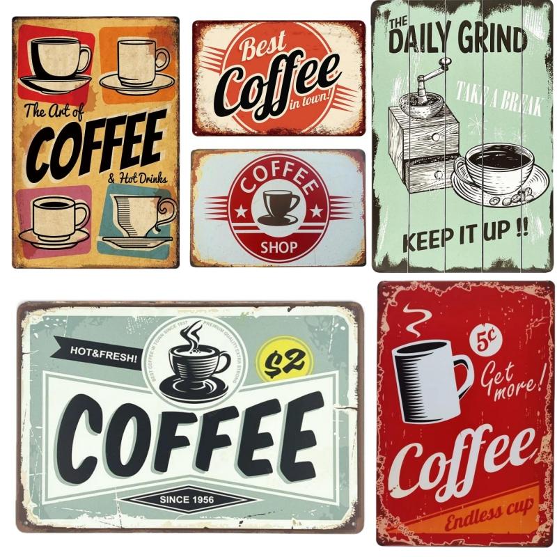 Vintage Metal Tin Signs Wall Decor Plaque Retro CafeArt Posters Kitchen Bar Pub Club Coffee Shop Plate Room Decoration