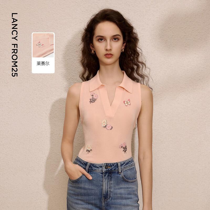 LANCY 25 Artist Collaboration Lyocell Embroidered Knit Vest L