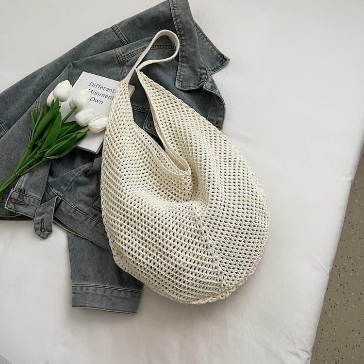 Hollow crocheted fabric student class large capacity bag