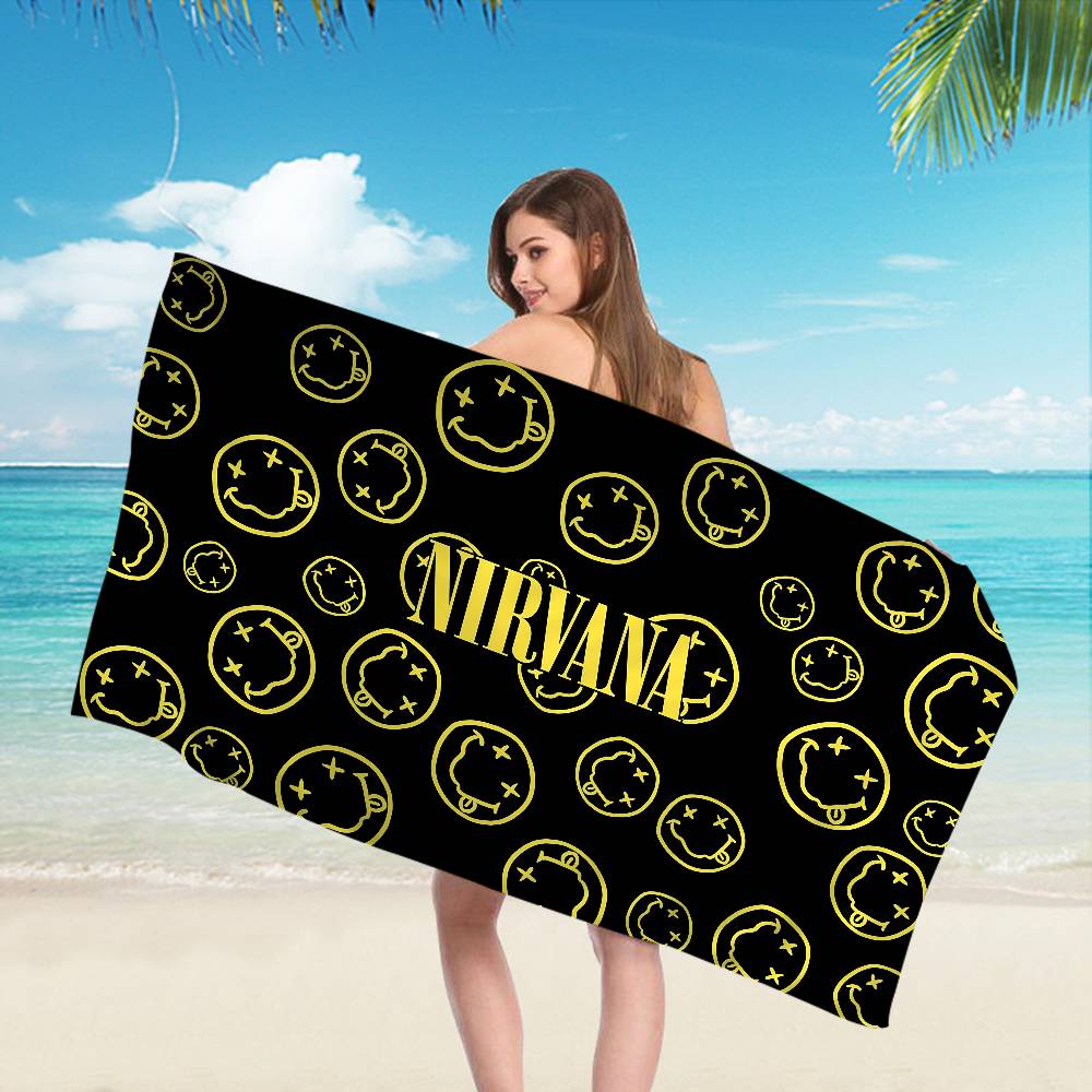 Asciugamano da Spiaggia Rock N-Nirvanas Colorati Asciugamani da Bagno Per Ragazza Microfibra Asciugatura Rapida Senza Sabbia Spiaggia Yoga Spa Palestra Piscina
