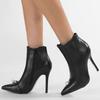 Black Pointed Toe Ankle Boots With Pearl  New Zipper Thin Heels Sexy Party Wedding Women Shoes Big Size 42