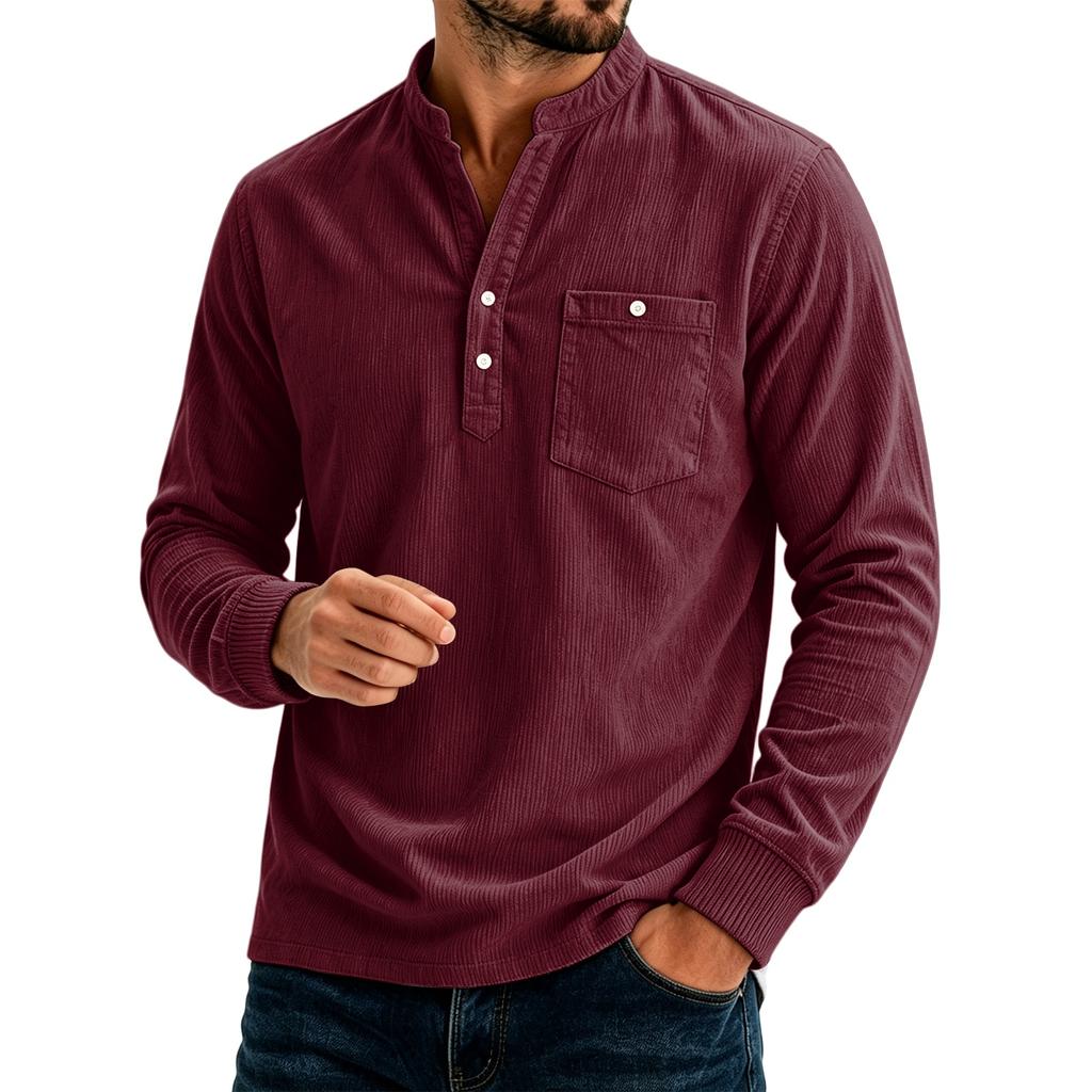 Men's Casual Loose Fit Color Shirt with Pockets for Everyday Wear