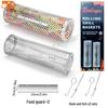 Outdoor BBQ Rolling Grill Basket, 304 Stainless Steel Barbecue Cylinder Net Cage.