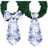 2 Pcs Wreath Sash for Front Door Reversible Chinoiserie Wreath Sash Accessories Decor for Monogram Garland Ribbon Porch Indoor Outdoor Home Party