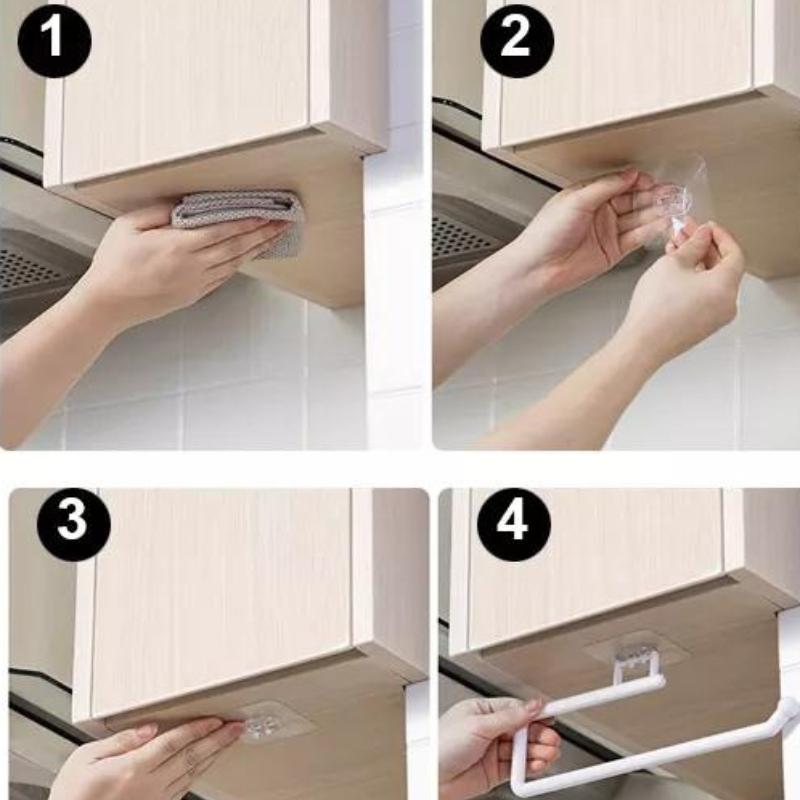 Mensola pensile per armadio da cucina con rotolo di carta, appendiabiti e porta carta igienica